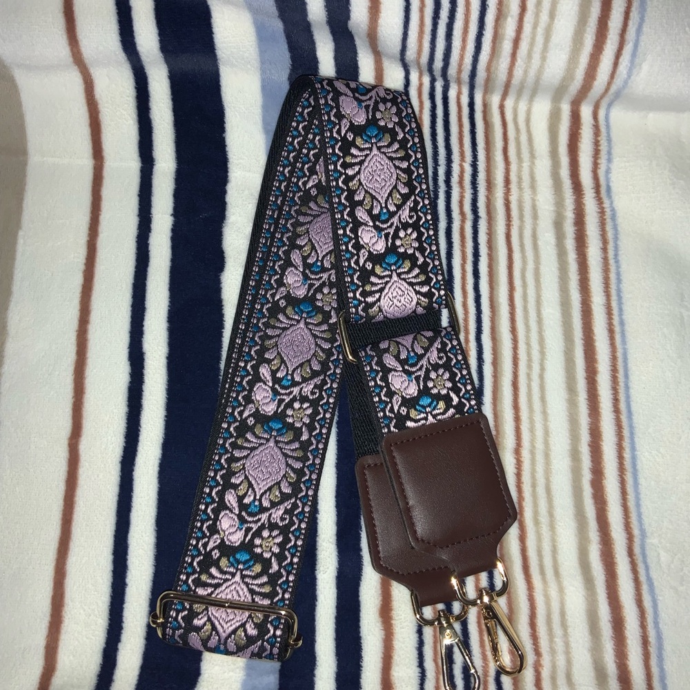 Floral Embroidered Guitar Strap Or Purse